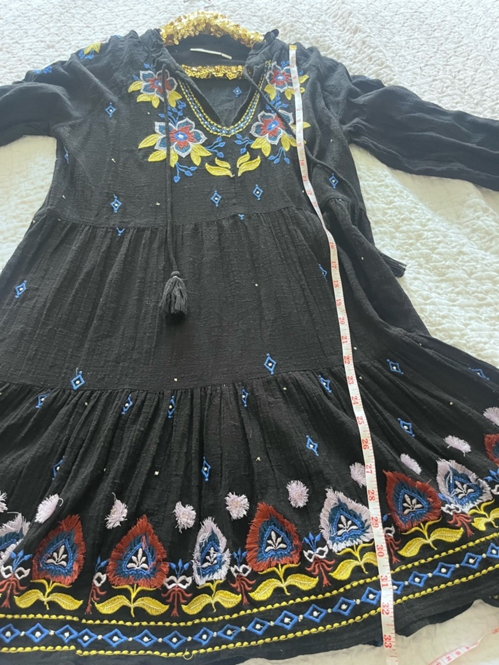 Roller Rabbit Fleur Nuuv Janni Embroidered Dress Tiered Cotton Boho Sz XS - Picture 9 of 9